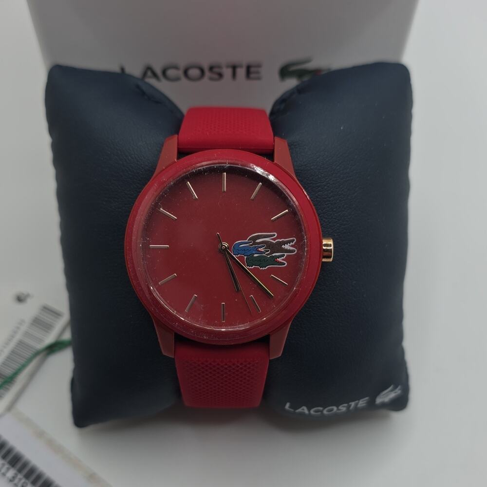 Lacoste Unisex Quartz Analog Red Dial Plastic Case Red Silicone Strap w/ Box